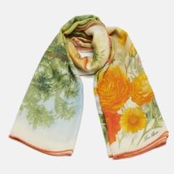 Pre Owned Loro Piana Multicolor Floral Printed Cashmere & Silk Square Scarf