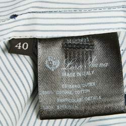 Pre Owned Loro Piana Blue Cotton Pleated Wide Leg Trousers S