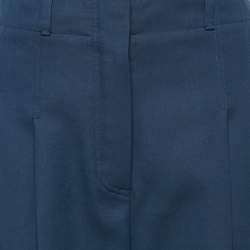 Pre Owned Loro Piana Blue Cotton Pleated Wide Leg Trousers S