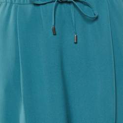 Pre Owned Loro Piana Teal Silk Midi Skirt S