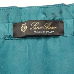 Pre Owned Loro Piana Teal Silk Midi Skirt S