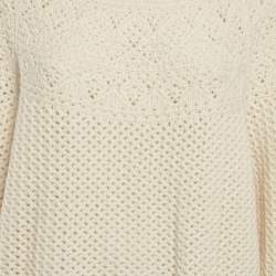 Pre Owned Loro Piana Cream Cashmere Knit Crewneck Sweater S