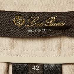 Pre Owned Loro Piana Beige Silk Satin Pleated Long Skirt S