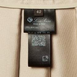 Pre Owned Loro Piana Beige Silk Satin Pleated Long Skirt S