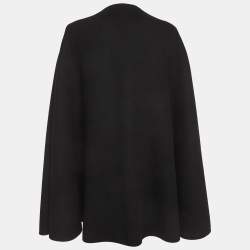 Pre Owned Loro Piana Black Cashmere Felt Belted Cape Coat One Size 