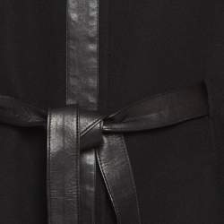 Pre Owned Loro Piana Black Cashmere Felt Belted Cape Coat One Size 