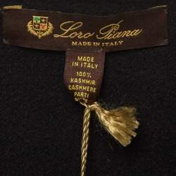 Pre Owned Loro Piana Black Cashmere Felt Belted Cape Coat One Size 