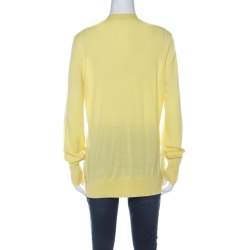 Pre Owned Loro Piana Yellow Cashmere Buttoned Cardigan L