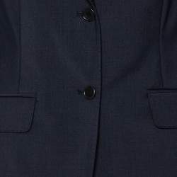 Pre Owned Loro Piana Navy Blue Wool Button Front Nolan Blazer M