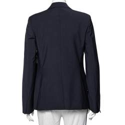 Pre Owned Loro Piana Navy Blue Wool Button Front Nolan Blazer M