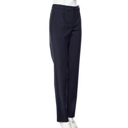 Pre Owned Loro Piana Navy Blue Wool Tapered Leg Jari Trousers M