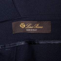 Pre Owned Loro Piana Navy Blue Wool Tapered Leg Jari Trousers M