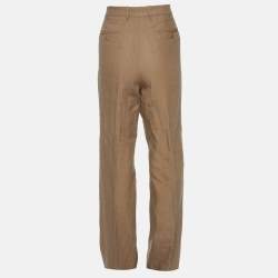 Pre Owned Loro Piana Brown Linen Straight Fit Trousers L