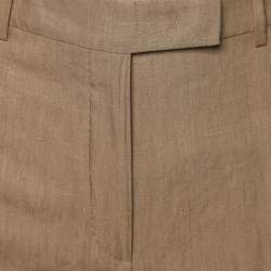Pre Owned Loro Piana Brown Linen Straight Fit Trousers L
