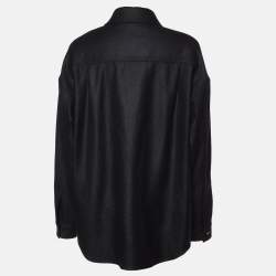 Pre Owned Loro Piana Black Cashmere Flannel Alvar Overshirt S