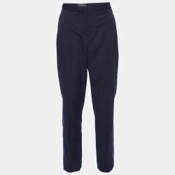 Pre Owned Loro Piana Navy Blue Wool Tailored Pants M