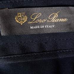 Pre Owned Loro Piana Navy Blue Wool Tailored Pants M