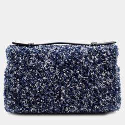 Loro Piana Denim/ Navy Blue Silk Cotton Blend Extra Pocket L19 Pouch