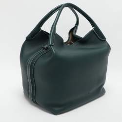 Loro Piana Green Leather Large Bale Shoulder Bag