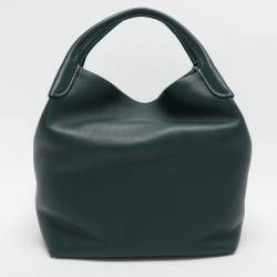 Loro Piana Green Leather Large Bale Shoulder Bag