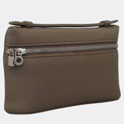 Loro Piana Warm Mastic Calfskin Leather Extra Pocket Mini Pouch Bag