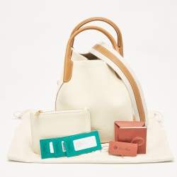 Loro Piana Off White/Brown Leather Small Bale Bucket Bag