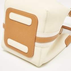 Loro Piana Off White/Brown Leather Small Bale Bucket Bag