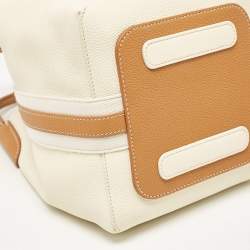 Loro Piana Off White/Brown Leather Small Bale Bucket Bag