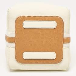 Loro Piana Off White/Brown Leather Small Bale Bucket Bag