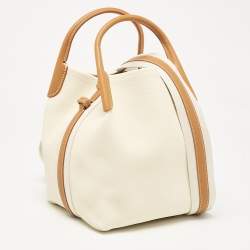 Loro Piana Off White/Brown Leather Small Bale Bucket Bag