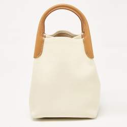 Loro Piana Off White/Brown Leather Small Bale Bucket Bag