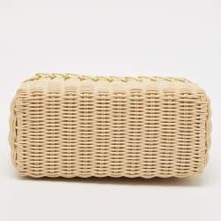 Loro Piana Yellow/Beige Alligator and Wicker Extra Pocket L19 Pouch