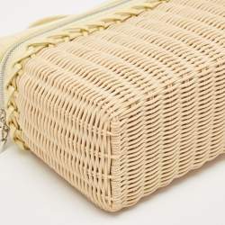 Loro Piana Yellow/Beige Alligator and Wicker Extra Pocket L19 Pouch