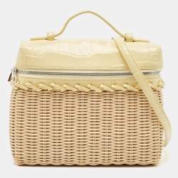 Loro Piana Yellow/Beige Alligator and Wicker Extra Pocket L19 Pouch