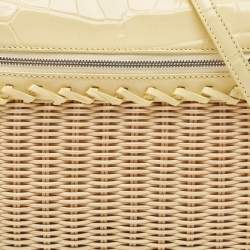 Loro Piana Yellow/Beige Alligator and Wicker Extra Pocket L19 Pouch