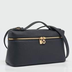 Pre Owned Loro Piana Navy Blue Leather Extra Pocket L19 Pouch