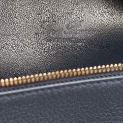 Pre Owned Loro Piana Navy Blue Leather Extra Pocket L19 Pouch