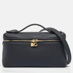 Pre Owned Loro Piana Navy Blue Leather Extra Pocket L19 Pouch