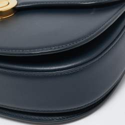 Pre Owned Loro Piana Navy Blue Leather Small Ghiera Shoulder Bag