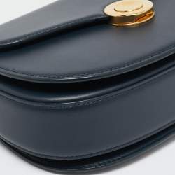 Pre Owned Loro Piana Navy Blue Leather Small Ghiera Shoulder Bag