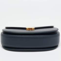 Pre Owned Loro Piana Navy Blue Leather Small Ghiera Shoulder Bag