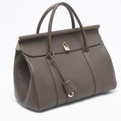 Pre Owned Loro Piana Dark Chocolate Liquorice Leather Loom L32 Bag