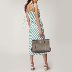 Pre Owned Loro Piana Dark Chocolate Liquorice Leather Loom L32 Bag