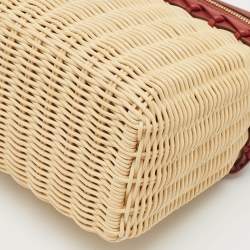 Loro Piana Brown/Beige Leather and Rattan Extra Pocket L19 North-South Wicker Bag