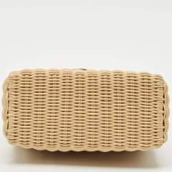 Loro Piana Brown/Beige Leather and Rattan Extra Pocket L19 North-South Wicker Bag