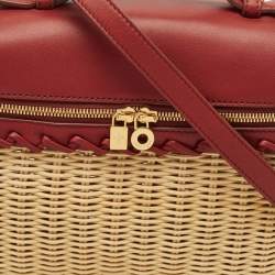 Loro Piana Brown/Beige Leather and Rattan Extra Pocket L19 North-South Wicker Bag