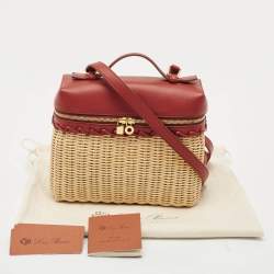 Loro Piana Brown/Beige Leather and Rattan Extra Pocket L19 North-South Wicker Bag