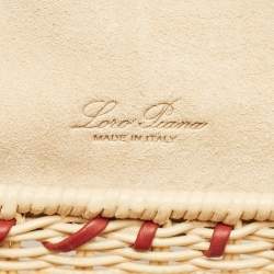 Loro Piana Brown/Beige Leather and Rattan Extra Pocket L19 North-South Wicker Bag