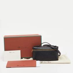 Loro Piana Black Ostrich Leather Extra Pocket L19 Pouch