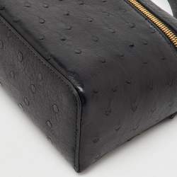 Loro Piana Black Ostrich Leather Extra Pocket L19 Pouch